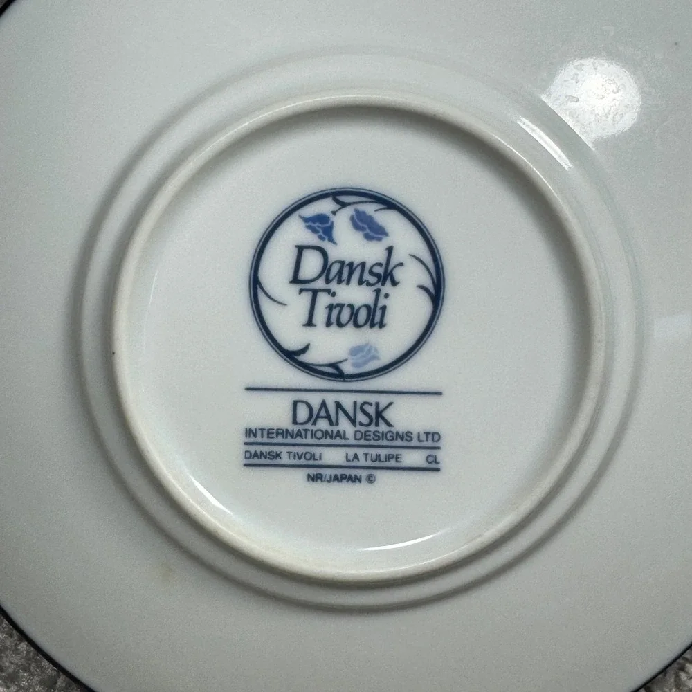 Dansk Tivoli La Tulipe Saucers Set of 2‎ White Navy Blue Lines Japan Vintage MCM